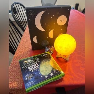 Cute Space gifts! Montessori style calendar, flyball, moon light, glow stars